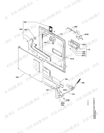 Взрыв-схема посудомоечной машины Electrolux GA911SLITC3WS - Схема узла Door 003